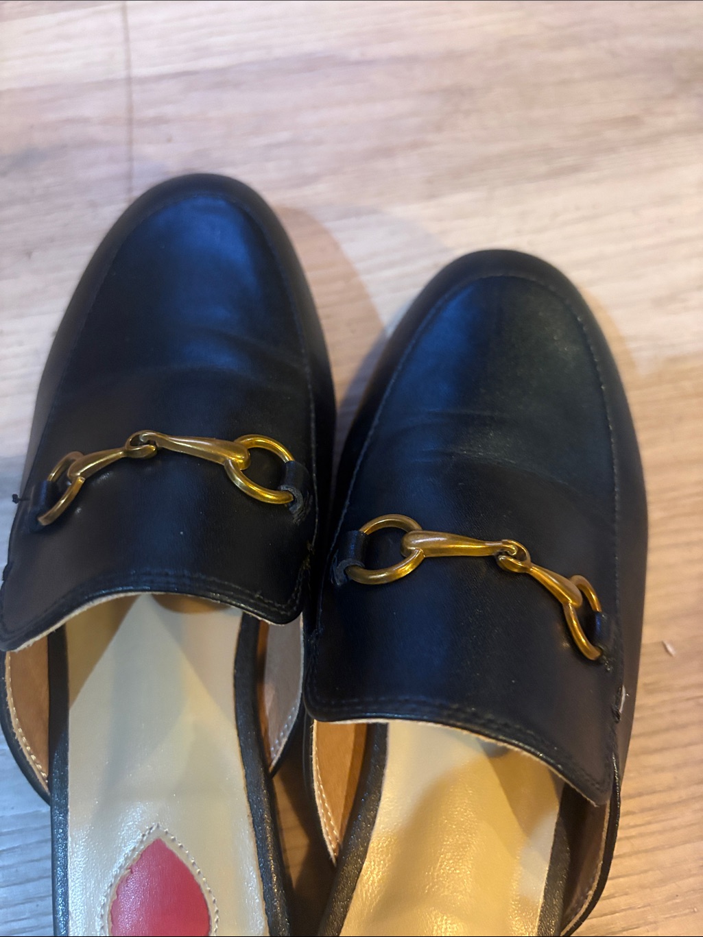 Women’s Black Leather Mule With Gold Horsebit Accent Size 4.5 — image 3 of 8